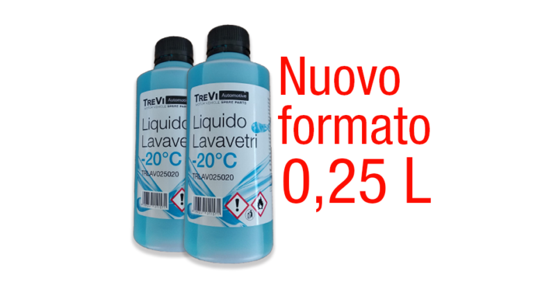 Liquido lavavetri trevi automotive disponibile nel nuovo formato