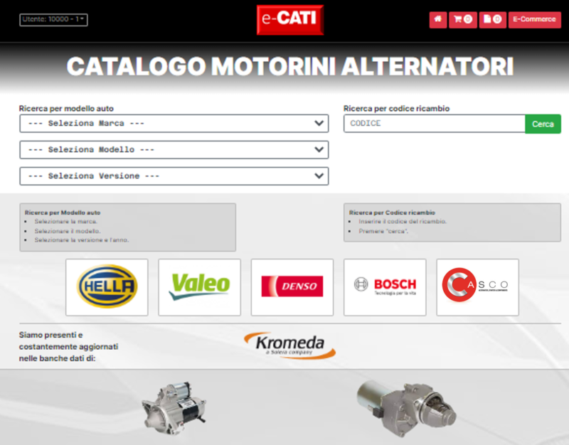 Catalogo elettronico motorini alternatori